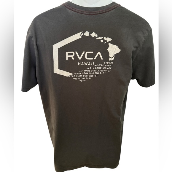 RVCA Hawaii Surf Charcoal Graphic Tee Shirt Regular Fit Men M Medium - Picture 1 of 7